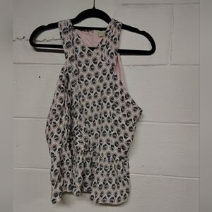 LOFT Pink Floral Sleeveless Peplum Top